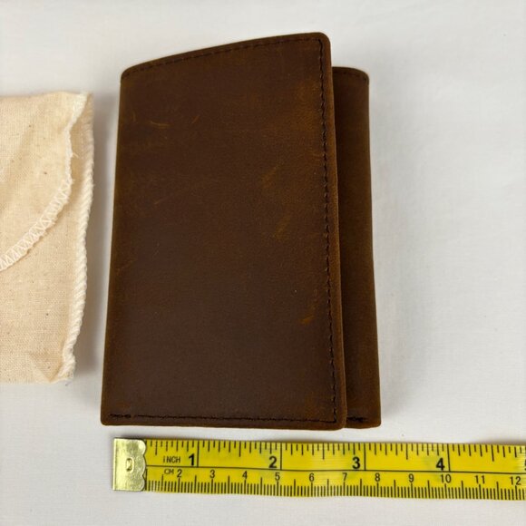 Stay Fine Trifold Wallet Leather Brown Men's - Picture 8 of 9